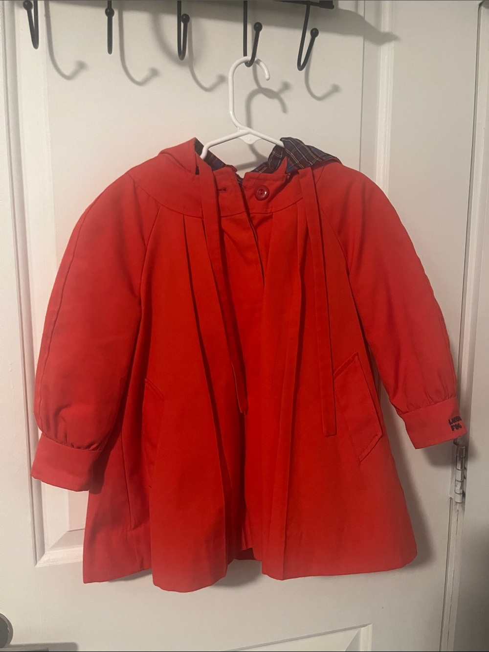 London Fog Fleece Lined Warm Red Hooded Cape Coat